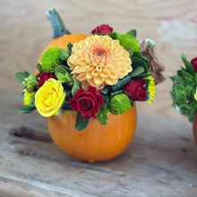Load image into Gallery viewer, Fall Floral Arrangement - Small Orange Pumpkin
